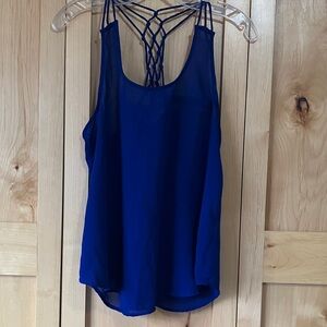 Chic Royal Blue Camisole with Intricate Back Design